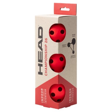 Tube de 3 balles Pickleball HEAD CHAMPIONSHIP 26 Indoor 