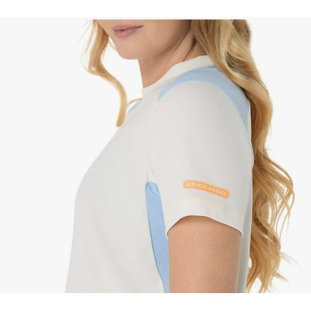 T-Shirt ASICS Femme PADEL COURT SS TOP Blanc / Bleu / Orange AH 2025