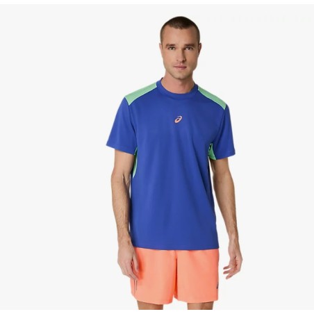 T-Shirts ASICS Homme PADEL COURT SS TOP Bleu / Vert / Orange AH 2025