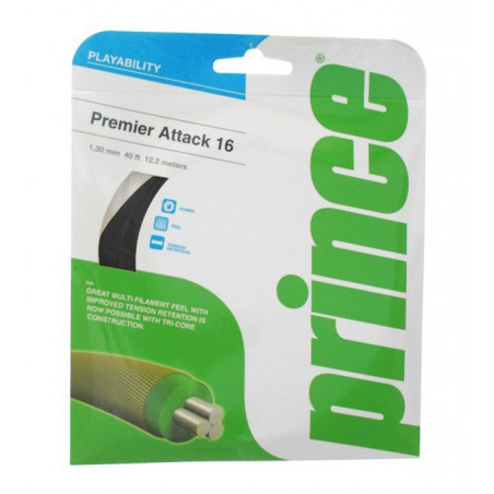 Cordage PRINCE PREMIER ATTACK 16 Noir 1.30mm (12 m)