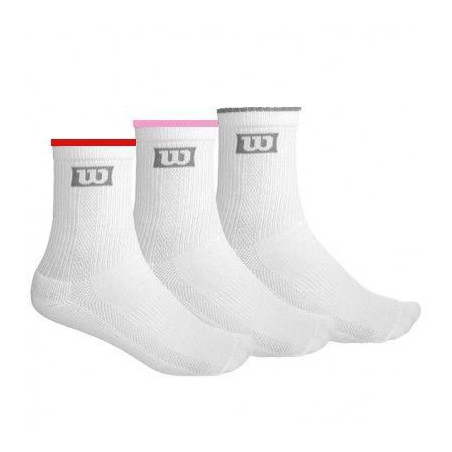 Chaussette WILSON Femme Crew Blanche/Rose