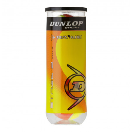 Tube de 3 balles Mini Tennis DUNLOP Stage 2 Orange