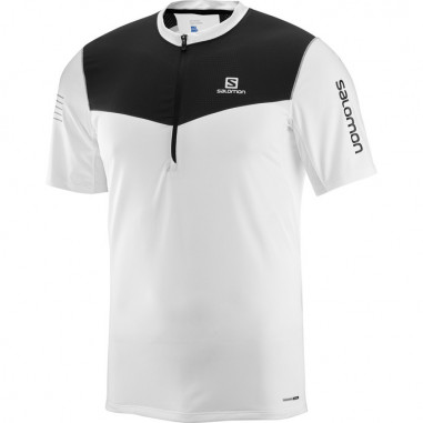 T-Shirt Running SALOMON Homme Fast Wing HZ SS tee Blanc / Noir PE 2018