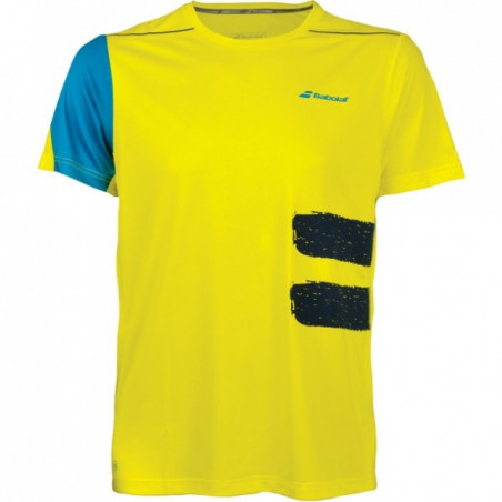 T-Shirt BABOLAT Garçon Perf Crew Neck Tee Boy Jaune / Bleu PE 2018