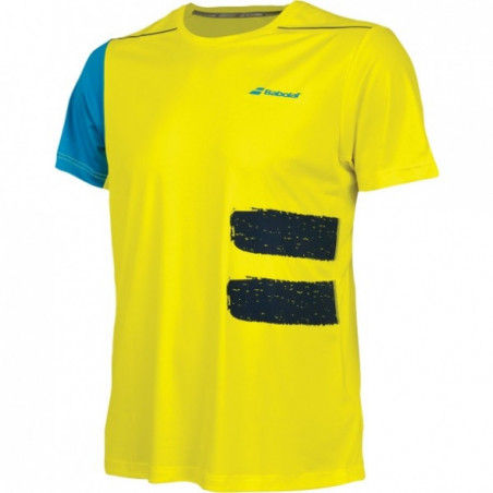 T-Shirt BABOLAT Garçon Perf Crew Neck Tee Boy Jaune / Bleu PE 2018
