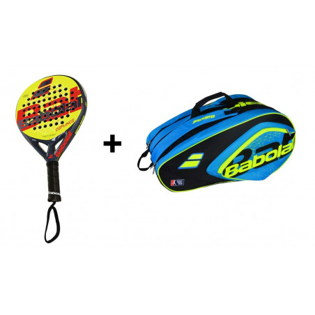 Pack Padel BABOLAT - Raquette Defiance Gris / Jaune 2018 + Thermo RH Club