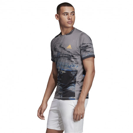 T-Shirt ADIDAS Homme New York ZVEREV Gris / Noir / Orange AH 2019