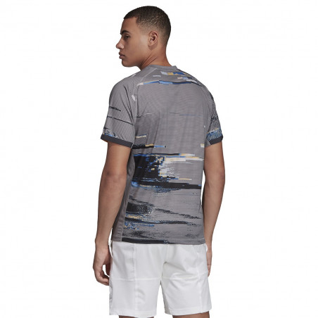 T-Shirt ADIDAS Homme New York ZVEREV Gris / Noir / Orange AH 2019