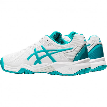 Chaussures ASICS Junior Fille Gel-Resolution 8 GS Blanc / Bleu  PE 2020