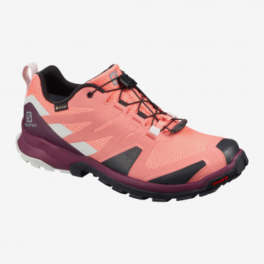 Chaussures Running SALOMON Femme XA ROGG GTX W Corail / Gris  / Bordeaux AH 2020